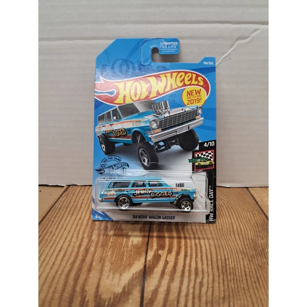 Hot Wheels #198 HW Race Day '64 NOVA WAGON GASSER Jerry Rigged Aqua Blue 2019